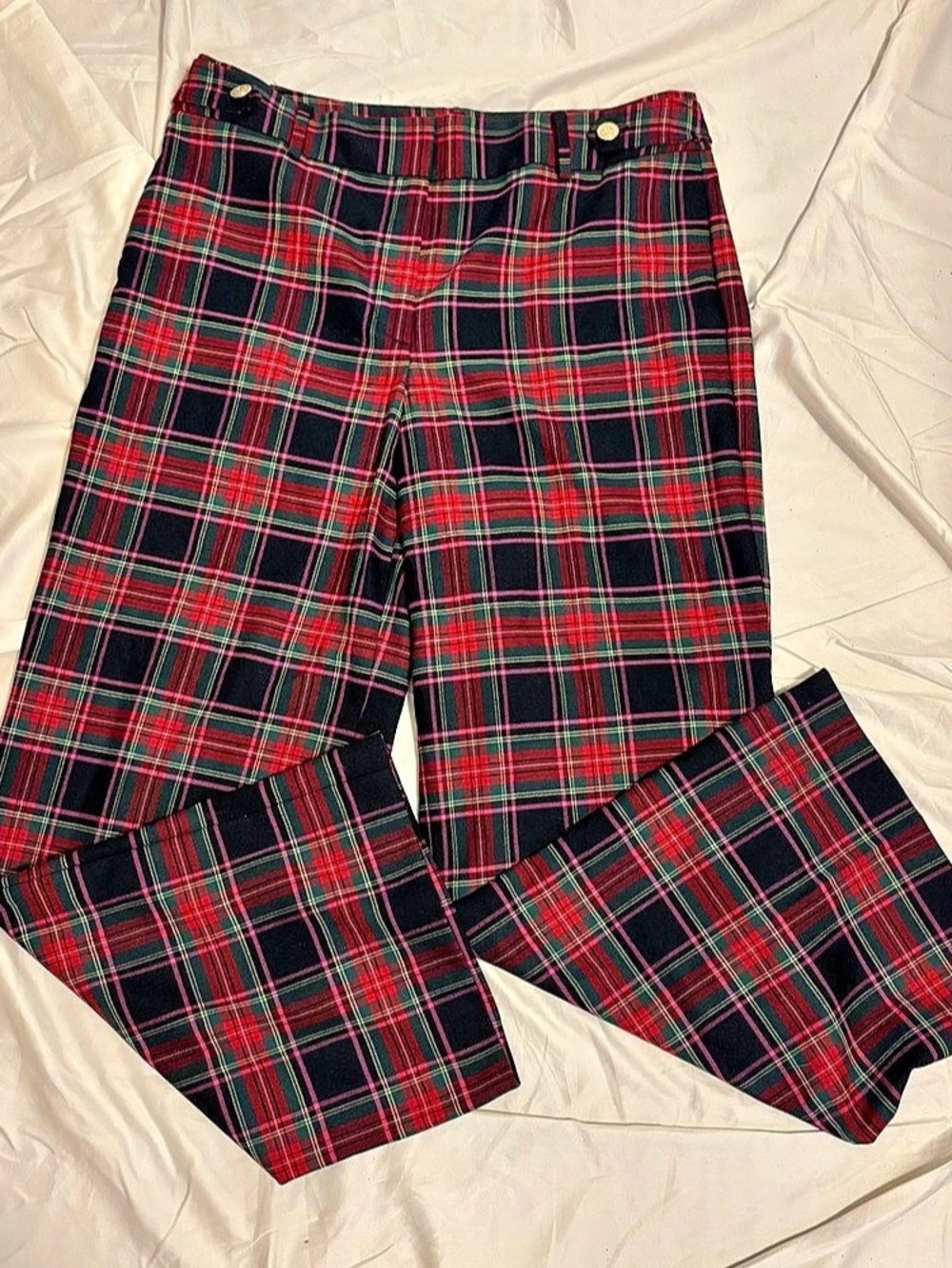 Talbots Greenwich Wide Leg Pants Dashing Plaid 12P